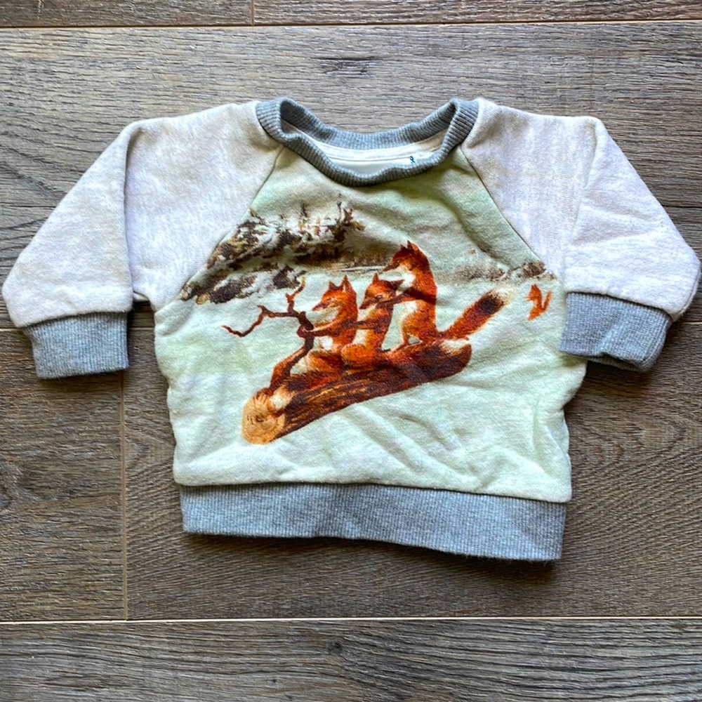 Organic Baby Sweatshirt with Fox Print & 80s Vibes